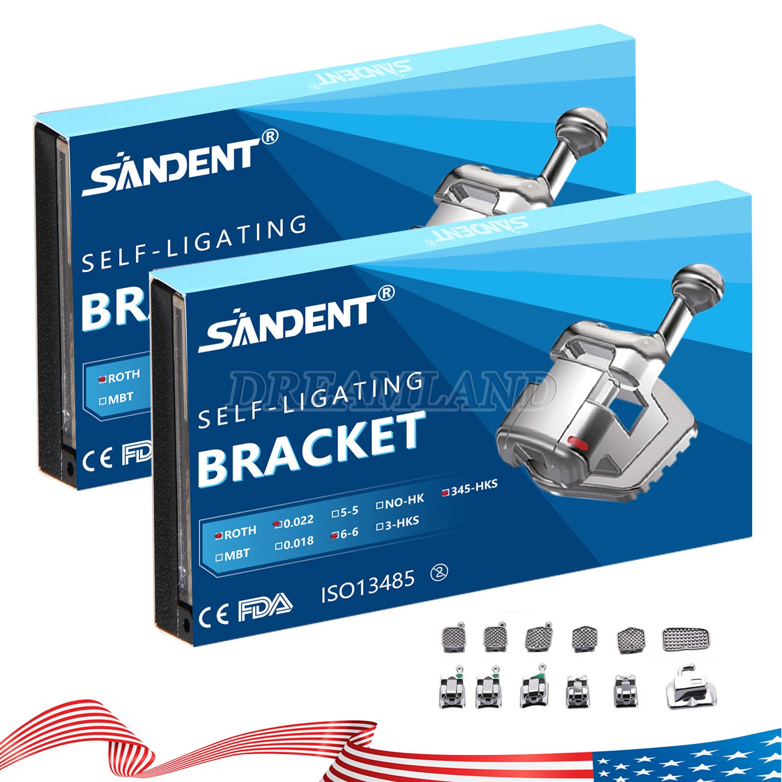 10 Packs Dental Orthodontic Bracket Braces Ceramic MBT 022 with 3-4-5 Hooks