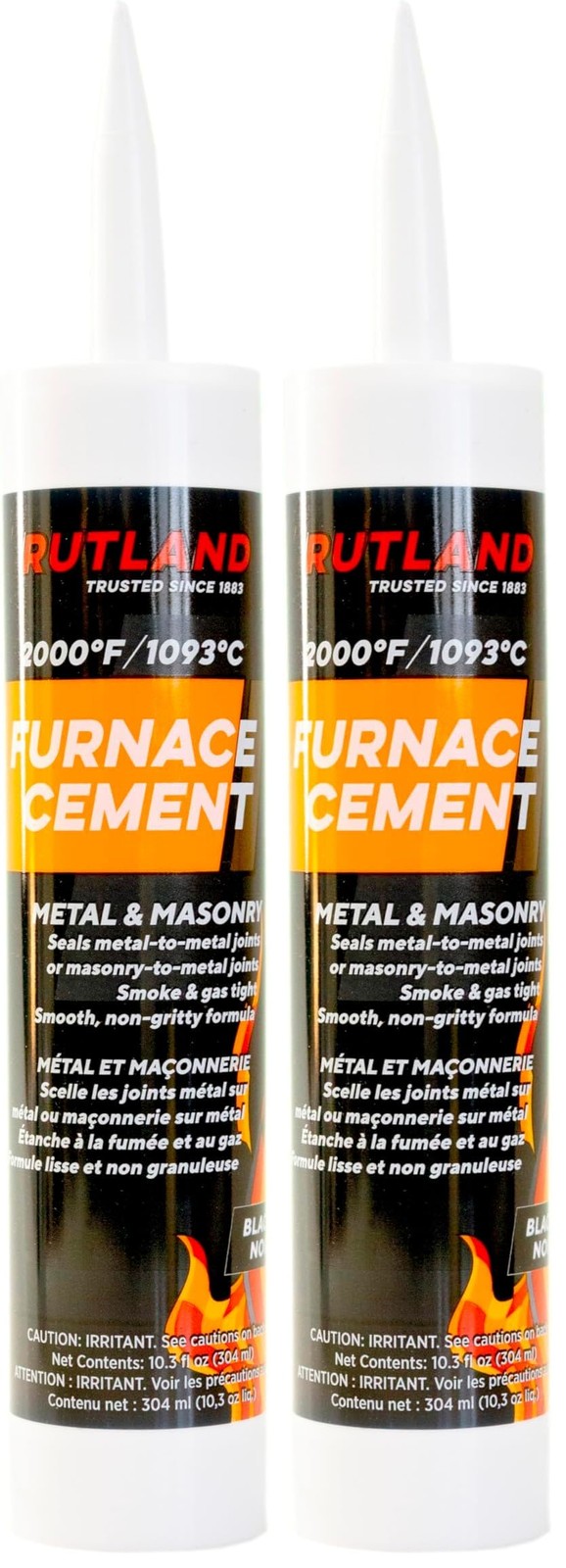 Rutland Products Black, 10.3 fl oz fl. oz. Cartridge (Pack of 2), Negro