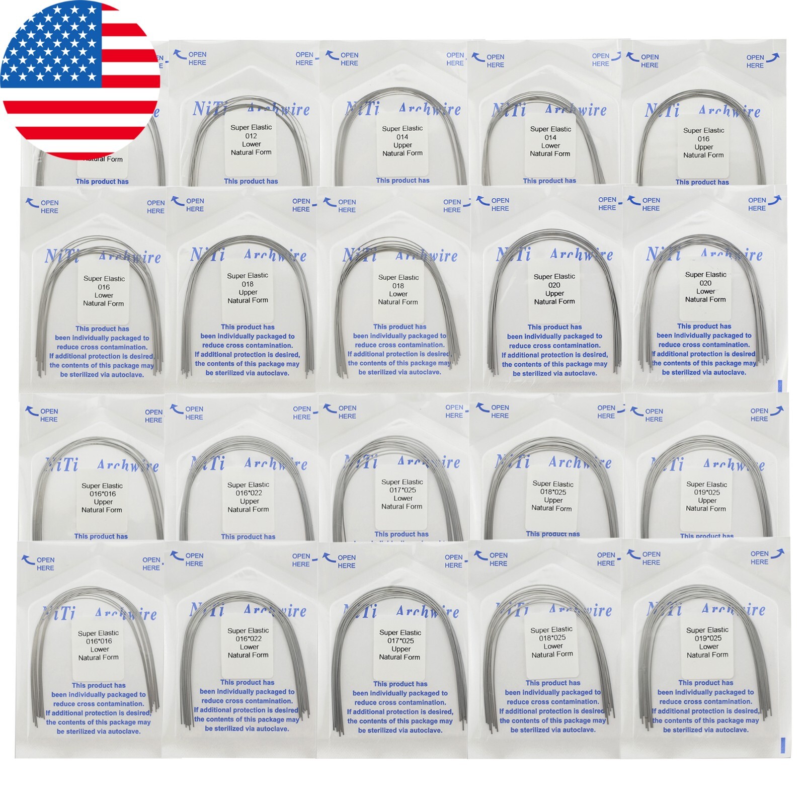 100PCS Dental Orthodontic Niti Arch Wire Rectangular Round Natural Upper Lower