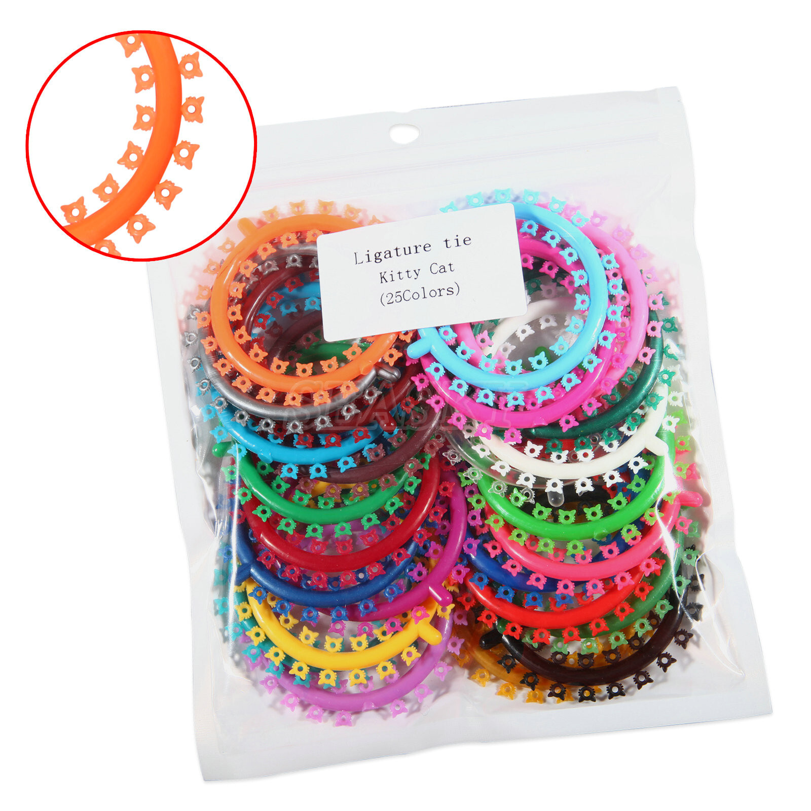 1000 Pcs/pack Orthodontic Elastic Rubber Multi-Color cat Design Ligature Ties