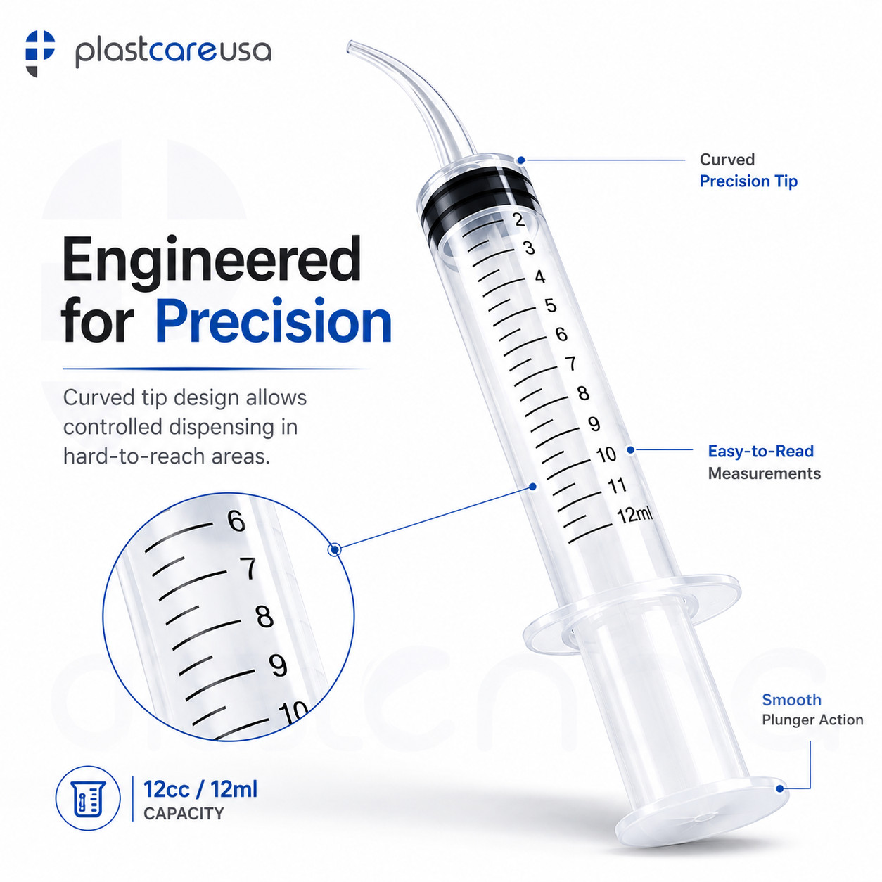 Curved Tip 12cc Oral Irrigation Syringes Disposable Dental Utility (Choose Qty)