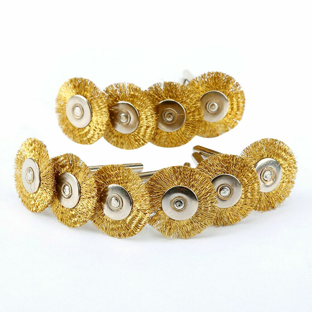 10Pcs Dental Copper Brass Wire Brush Polishing Wheel Polishes 19mm/22mm/25mm USA