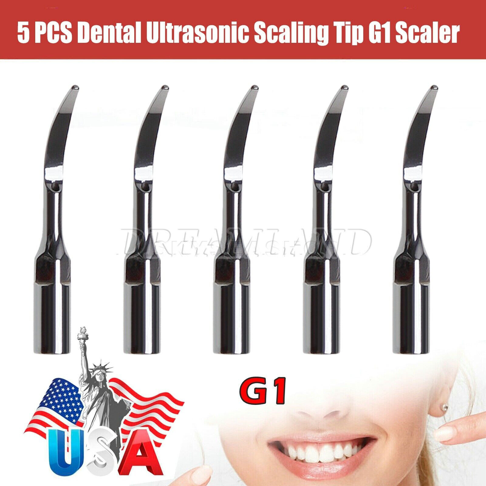 5 Dental Ultrasonic Perio Scaler Tips G1 For EMS Scaler Woodpecker Handpiece USA
