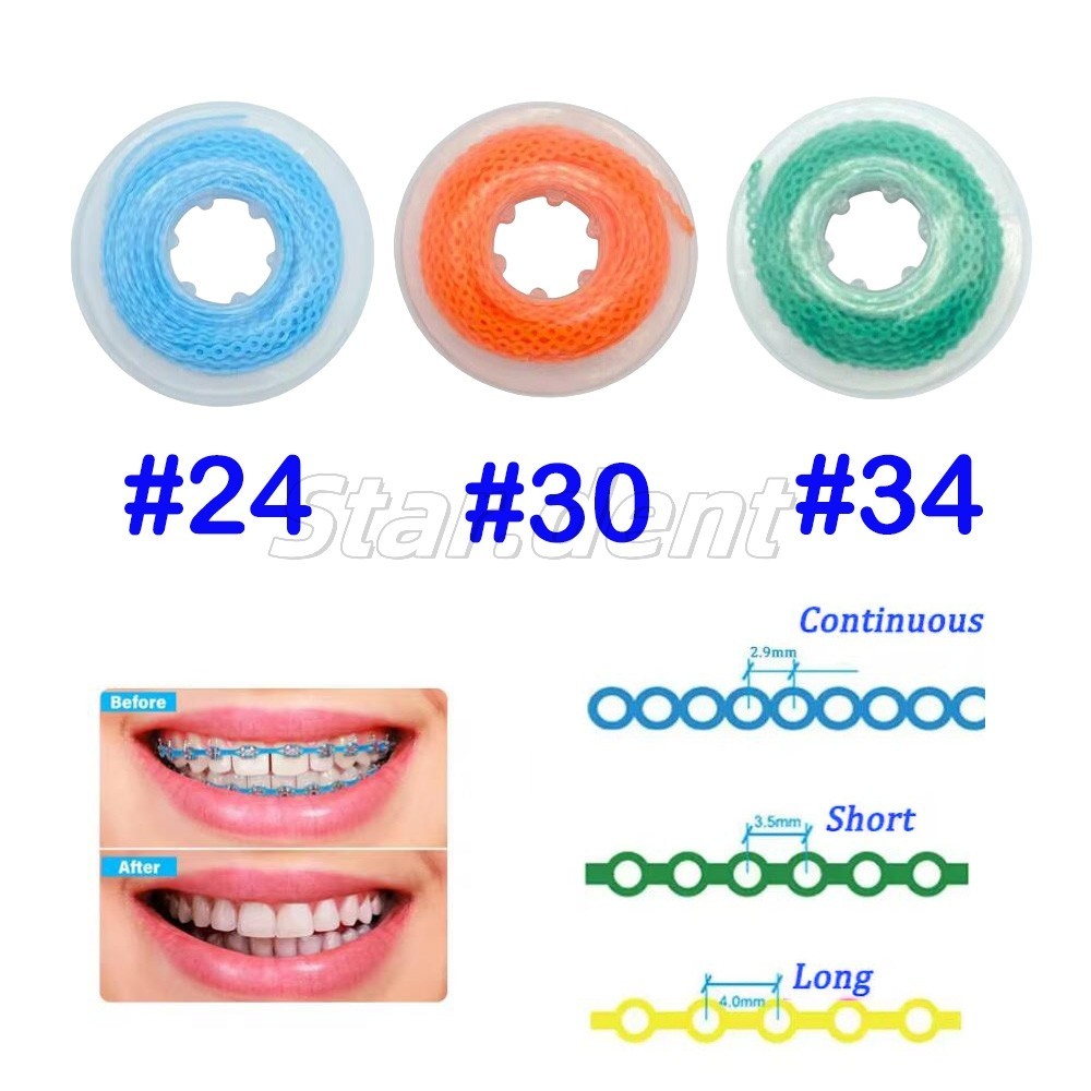 Dental Ortho Elastic Ultra Power Chain Rubber Braces Bands Long/Short/Continuous