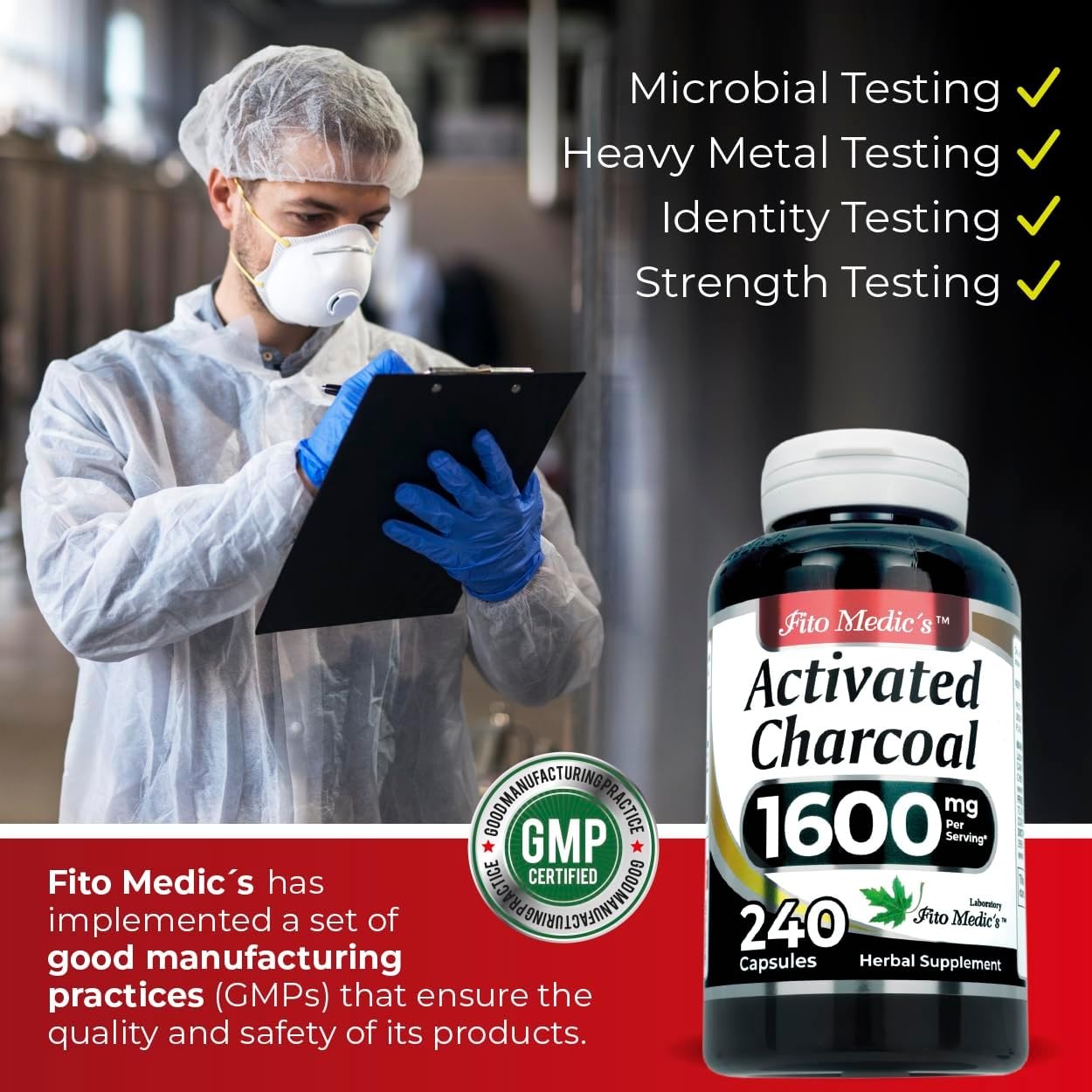 Lab | Activated Charcoal Pills| 1600 Mg per Serving | 240 Caps | Activated Charc