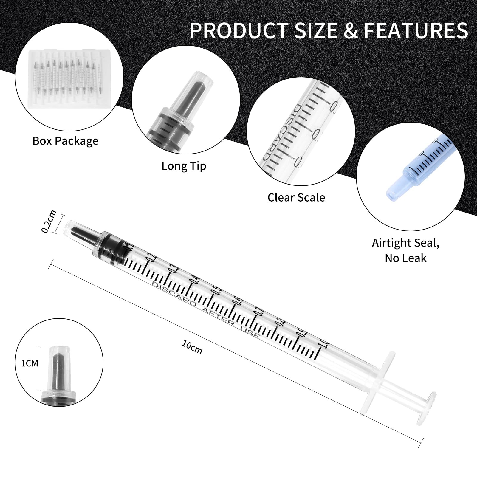 20 Pack 1ml Syringe 1cc Plastic Measuring Liquid Pet Feeding No Needle Non-Steri