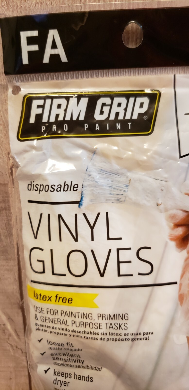 Lot 6(72)* FIRM GRIP Pro Paint Disposable Vinyl Gloves*Laxtex Free*Free Shipping