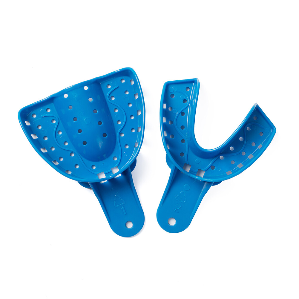 EASYINSMILE 12Pc Dental Plastic Impression Tray Perforated Upper/Lower Autoclave