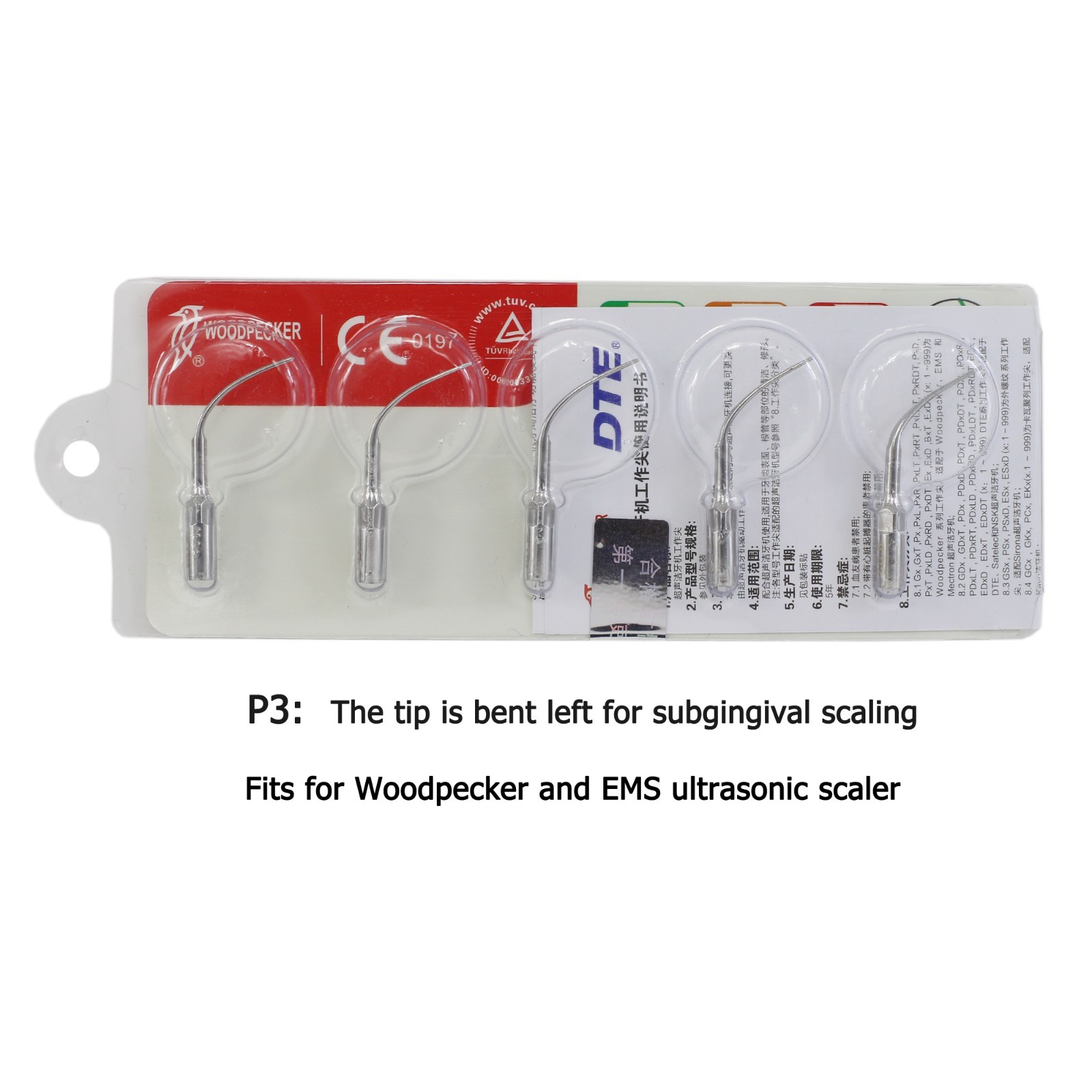 Woodpecker DTE Dental Ultrasonic Piezo Scaler Handpiece Tips HD-7L HW-5L HW-3H