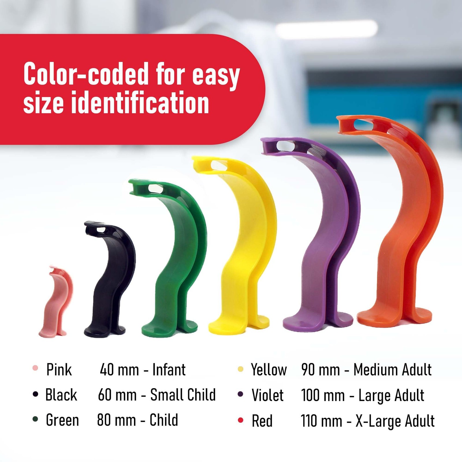 Ever Ready First Aid 6 Piece Assortment, 6 Color Coded Polypropylene Pieces