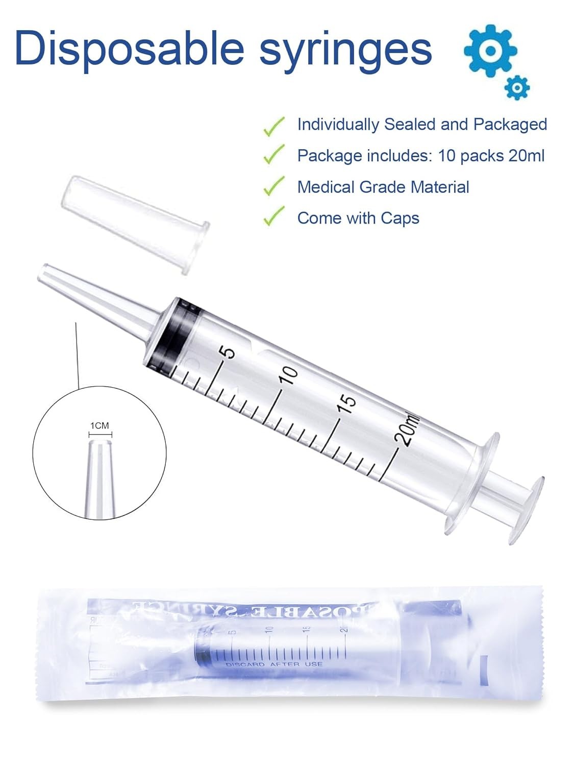 20ml Plastic Syringe 5 Pack, Measuring Tools, Oral, Scientific
