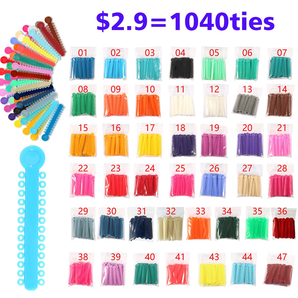 1040 Orthodontic Ligature Ties Elastic Rubber Band Ligadura Ortodoncia Bracket