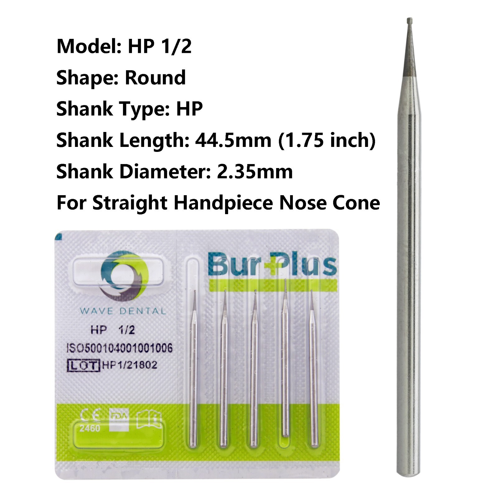 Wave Dental Round Surgical Burs Carbide for Straight Handpiece HP 1/4 2 3 4 5 6