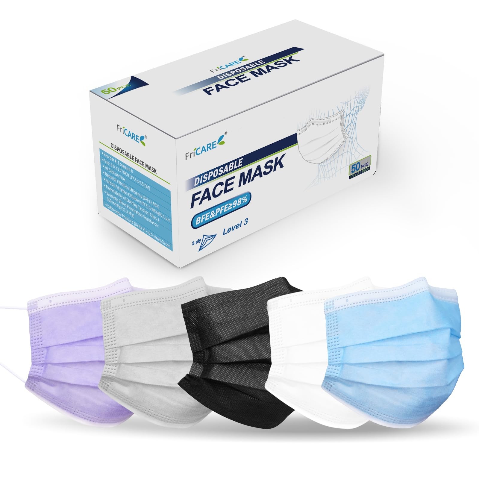 Disposable Masks, 3-Ply ASTM Level 3 , FSA/HSA Eligible, Breathable & Comfort…