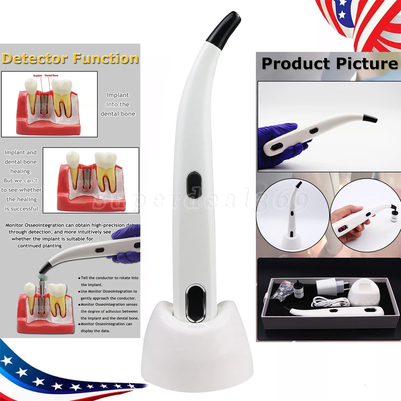Dental Monitor Osseointegration RFA Inplant Stability Measurement Test Unit ISQ
