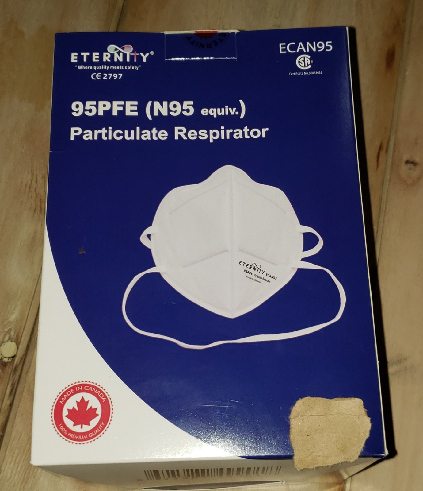 100 Pcs 95FPE Particulate Respirator Surgical Mask CSA Approved Filters 95%+ PFE