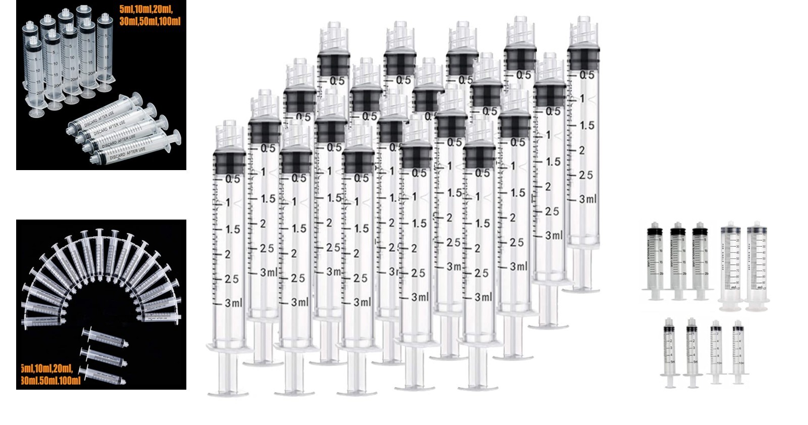 20-Pack 3ml Transparent Syringes – Luer Lock Design for Accurate Dispensing