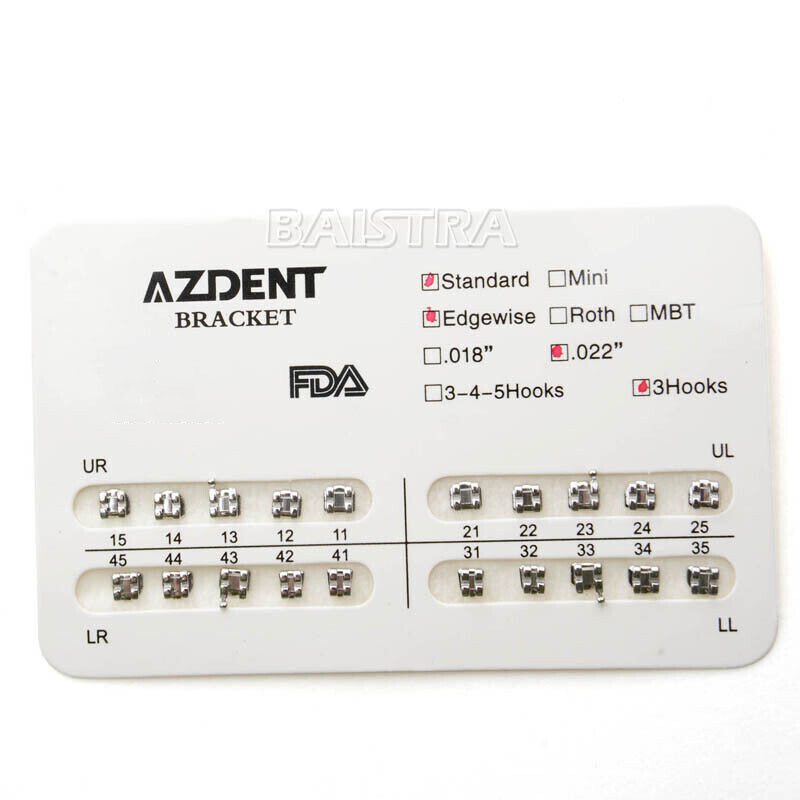 AZDENT Dental Orthodontic Brackets Brace Mini Roth MBT Standard 022/018 Hooks
