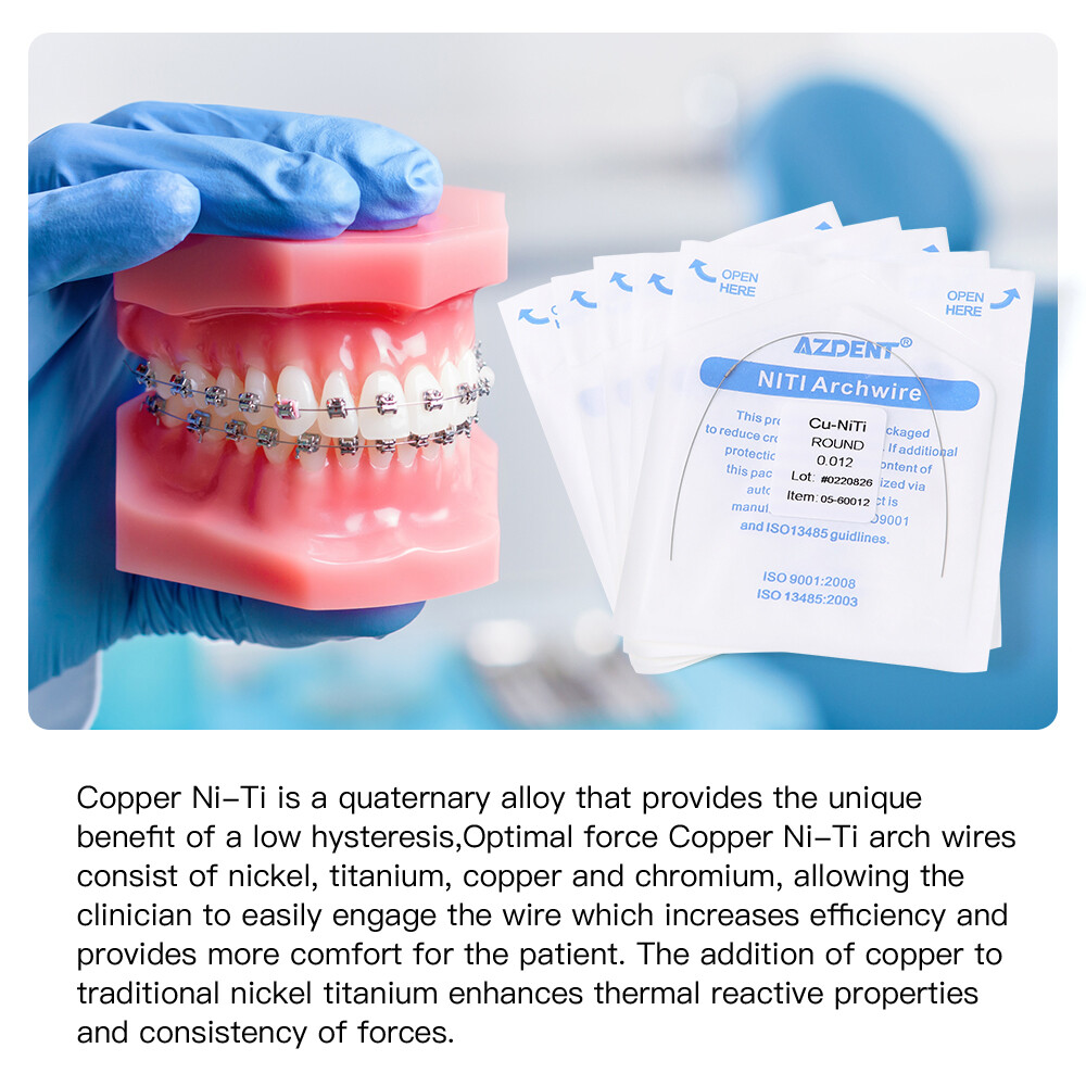 Ortodoncia dental Cobre Super Elástico Cu-NiTi Arcos Redondos Topes Preformados