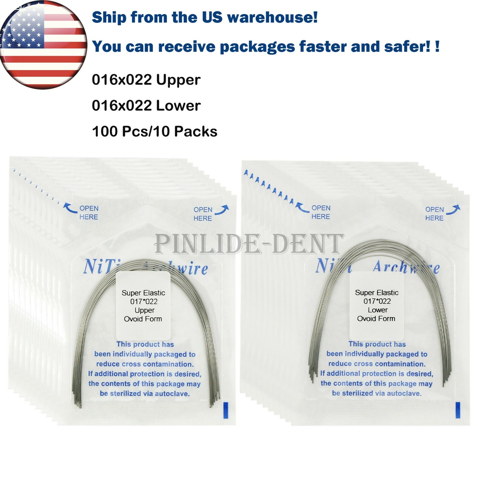 US Dental Orthodontic Super Elastic Niti Rectangular Arch Wires Ovoid All Size