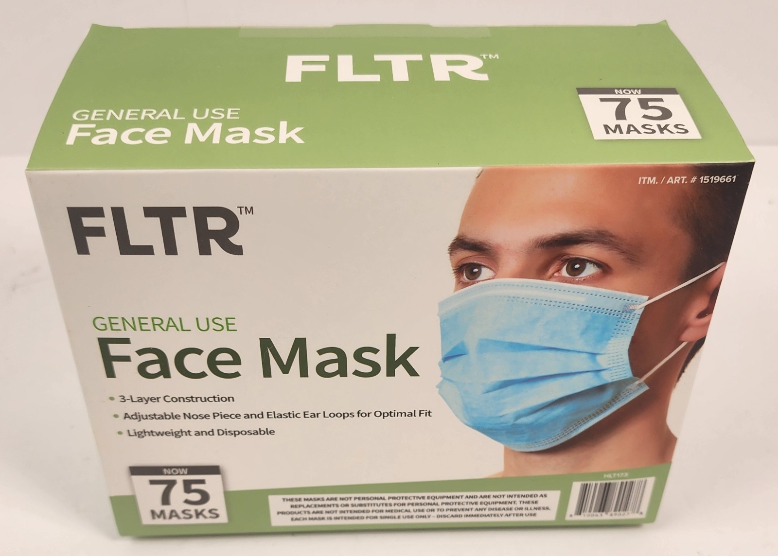 FLTR General Use Disposable Face Mask – 75 Count – Brand New/Unopened.