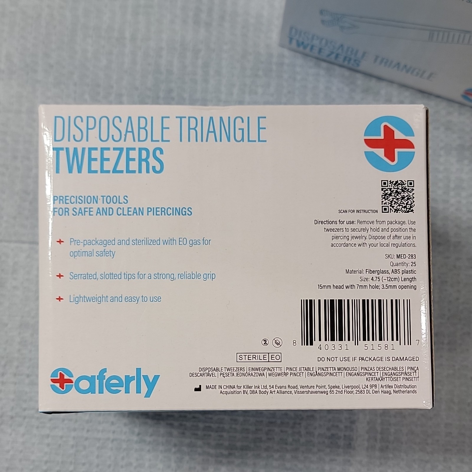 aferly Disposable Triangle Tweezers MED-283 for Cosmetology Piercing