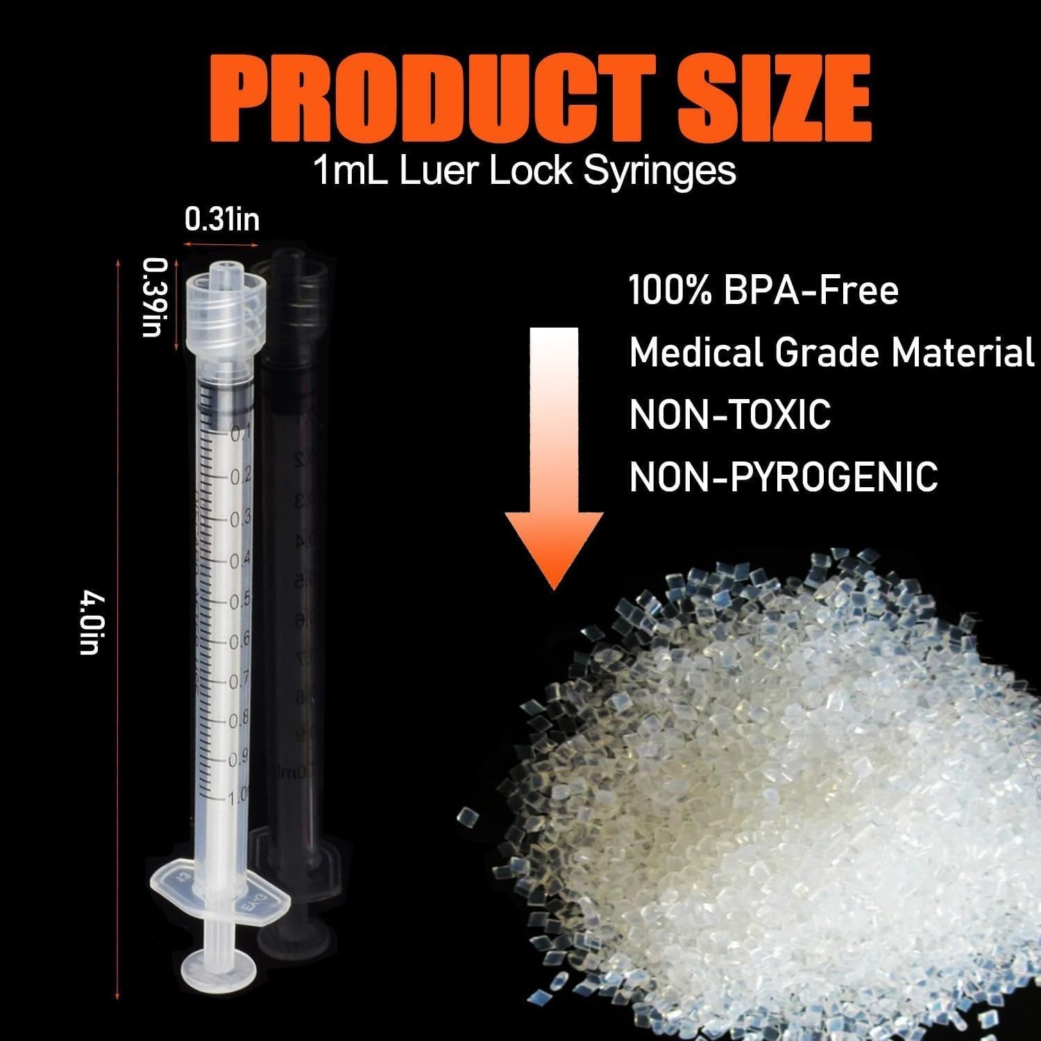 50Pack 1ml Luer Lock Syringes (No Needle) Sterile & Professional,Individually…