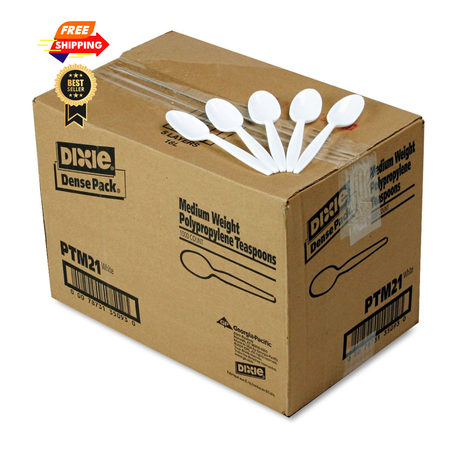 Dixie 5.75″ Medium-Weight Polypropylene Plastic Teaspoon Medium Weight, White
