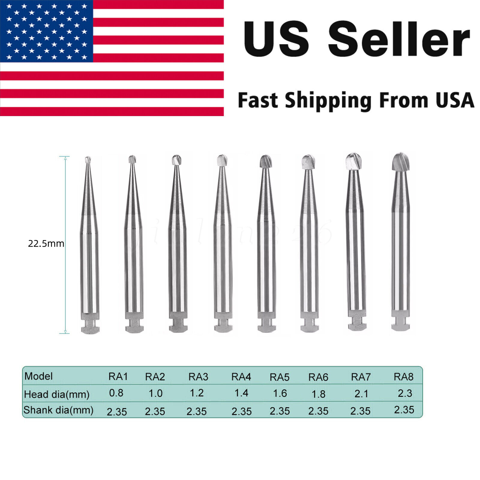 Dental Carbide Round Ball Bur Burs RA for Slow Speed Handpiece Latch Type
