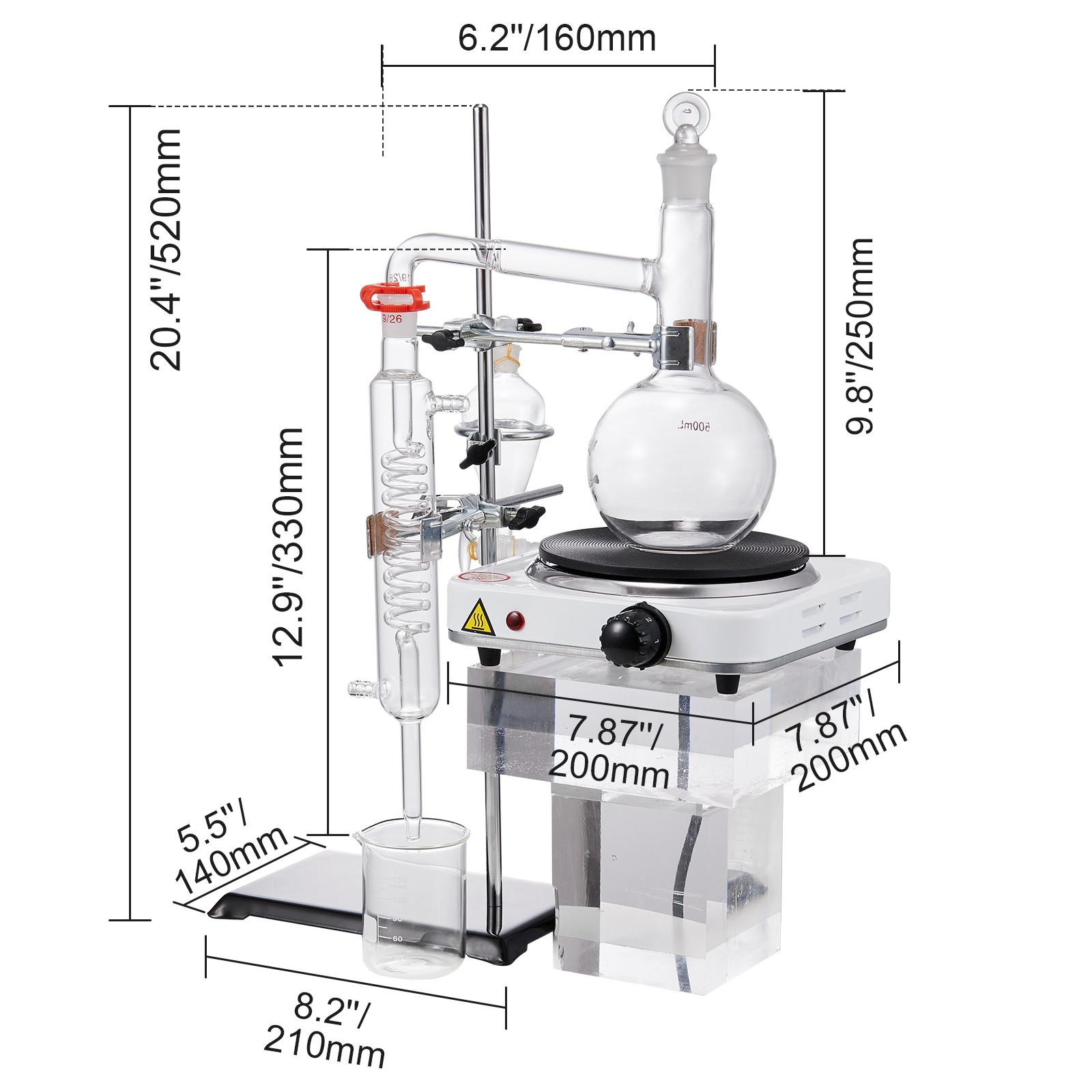 VEVOR Essential Oil Distillation Kit 500ml Distillation Apparatus 33 pcs Set