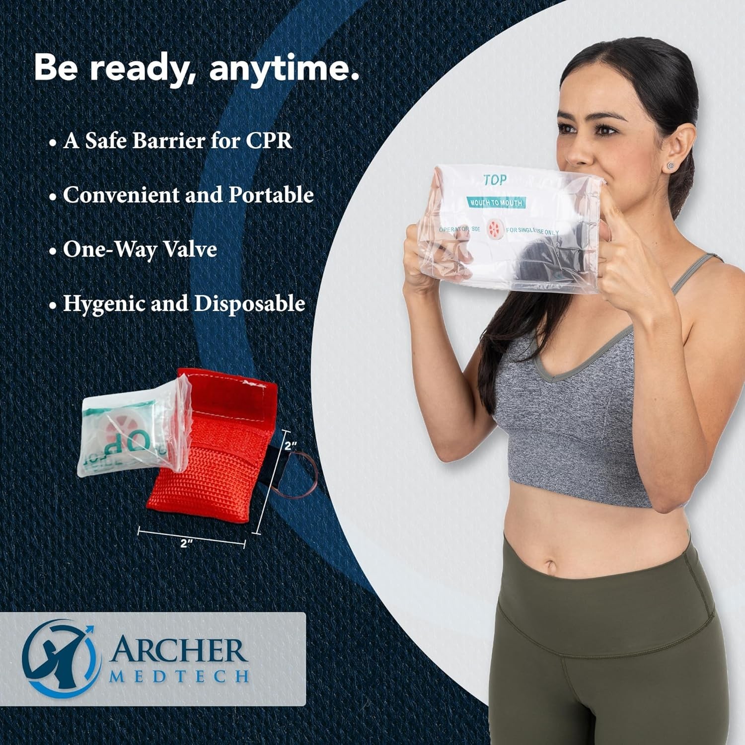 CPR Mask for Pocket or Key Chain, CPR Emergency Face Shield with One-Way Valv…