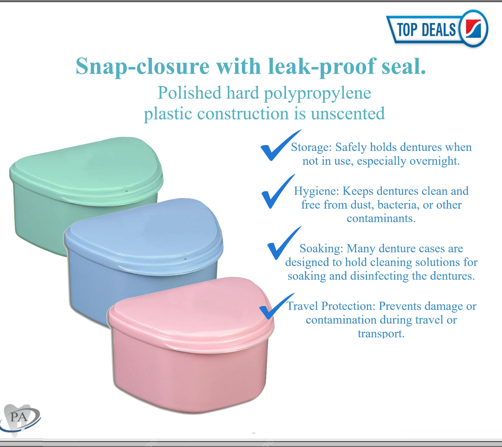 Dental Denture Box with Mini Denture Brush Denture Case Carrier , 4W”, Assorted