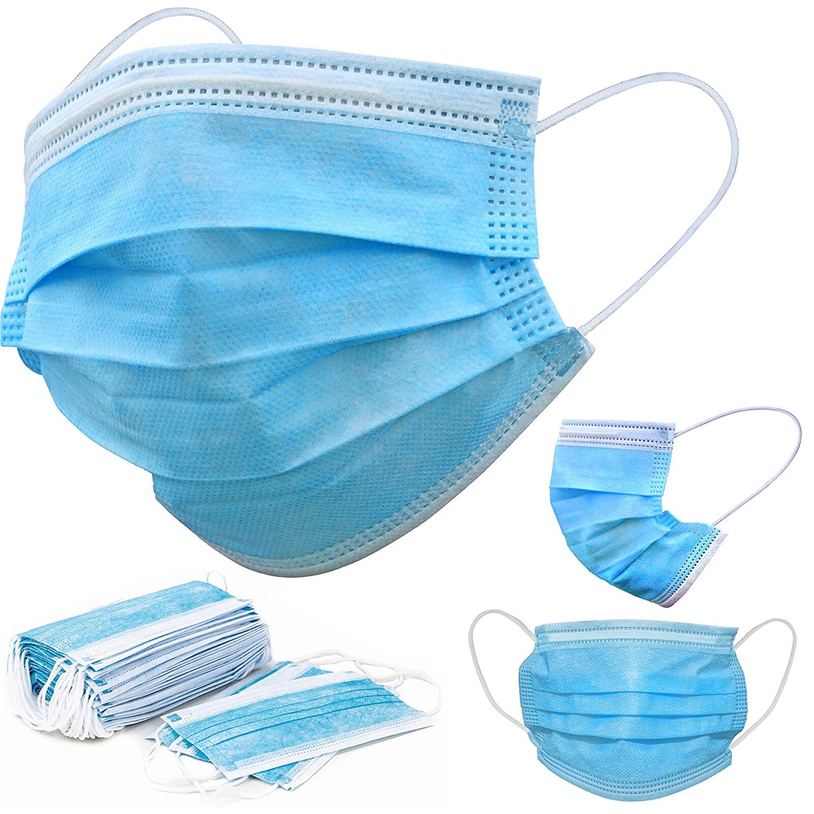 50/100/500 3 Ply Ear loop Face Mask Non Medical Surgical Dental Disposable Masks
