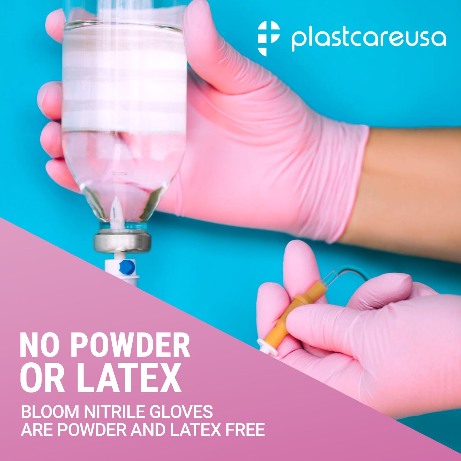 1000 Large L Nitrile Exam Disposable Pink Gloves, Latex & Powder Free, Medical
