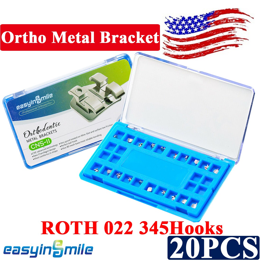 Dental Ortho bonding and Adhesive Mini Metal Brackets Orthodontic Brace ROTH/MBT