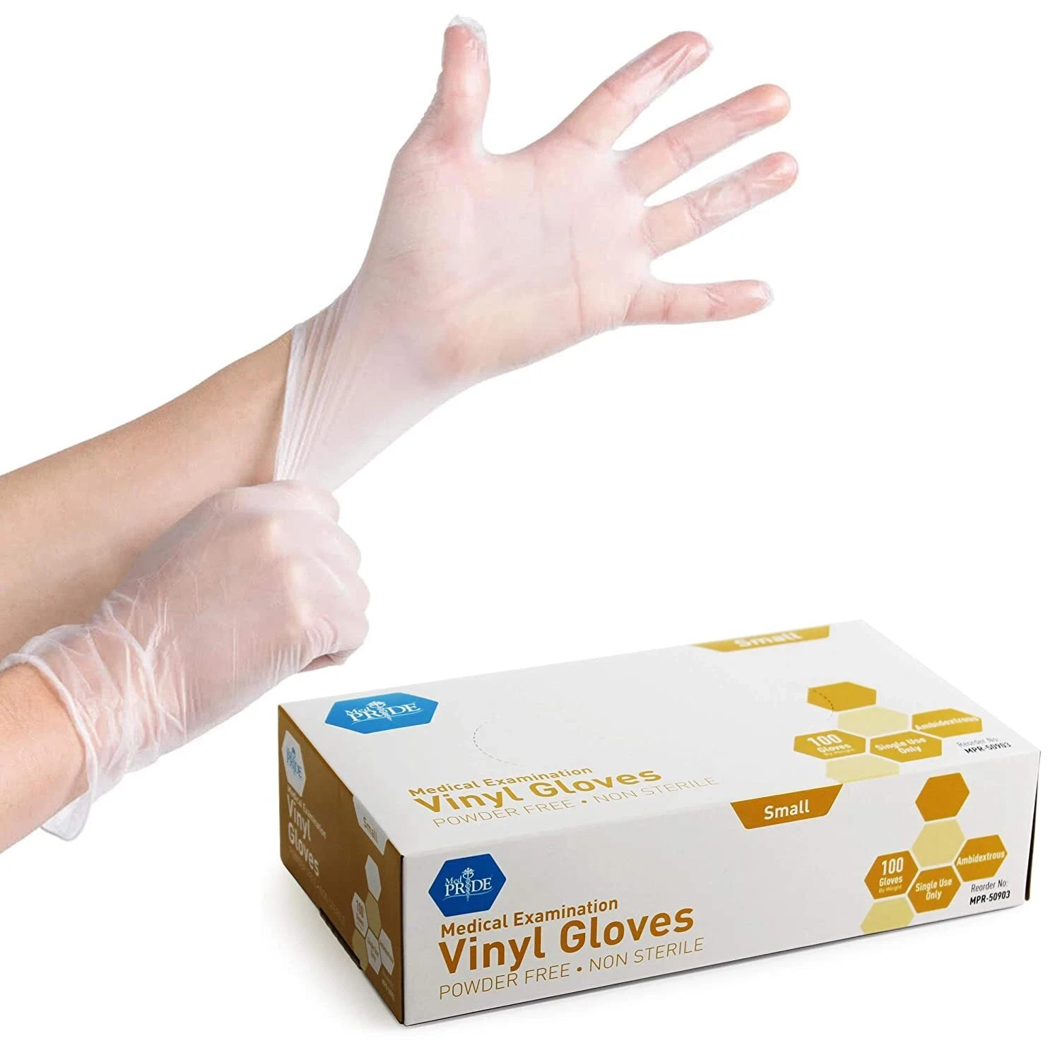 Medpride Medical Vinyl Examination Gloves Latex Free Rubber Large -100/Bx