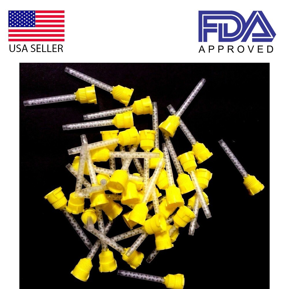 Dental Yellow HP Mixing Tips Defend Type 240 x 4.2mm Light Body Mydent Style