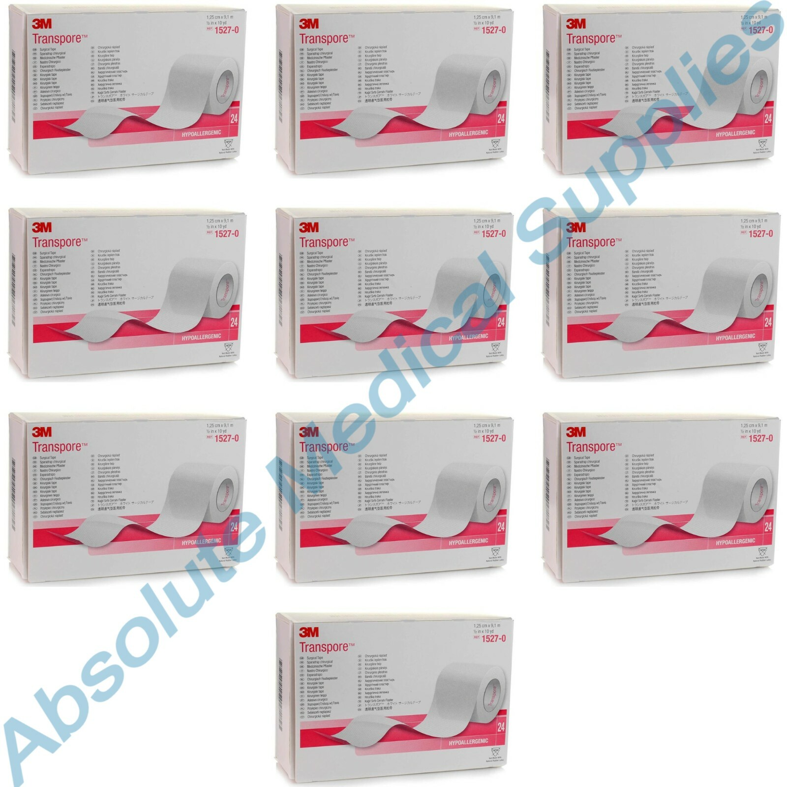 *240-Rolls * 3M Transpore Surgical Hypoallergenic Tape 0.5″ x 10 Yards 1527-0