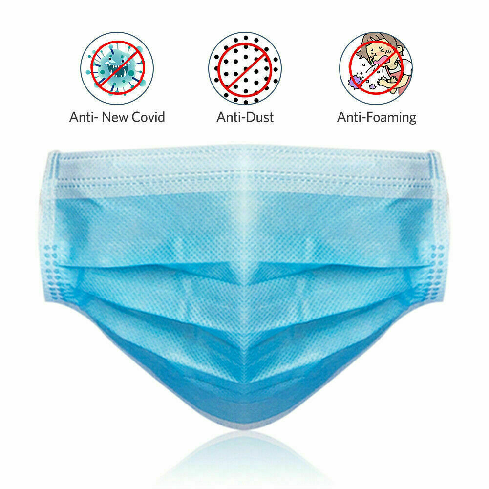 50pcs 3-Ply Layers Disposable Face Medical Surgical Mask Mouth Cover Shield PPE