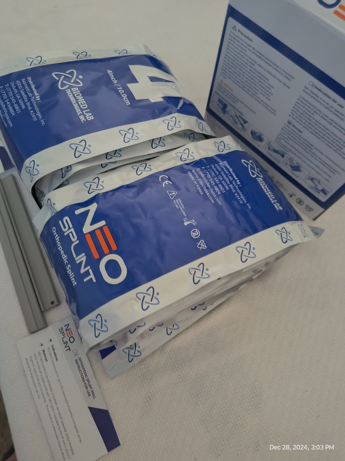NEO Orthopedic Splint 4 inchx5yards/2 New Sealed Rolls/ Orange/