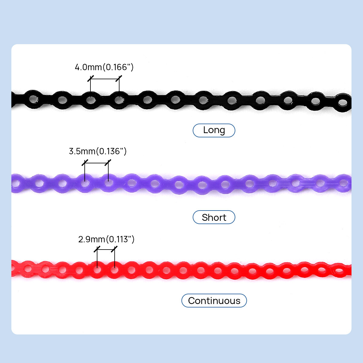 Dental Ortho Elastic Ultra Power Chain Rubber Braces Bands Long/Short/Continue