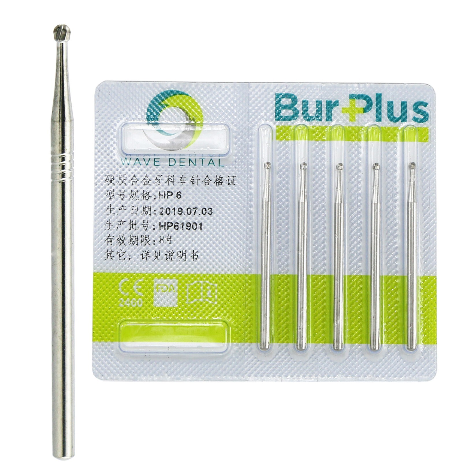 10Pcs Wave Dental Carbide Bur HP For Low Speed Round Straight HP 1 2 3 4 5 6 7 8