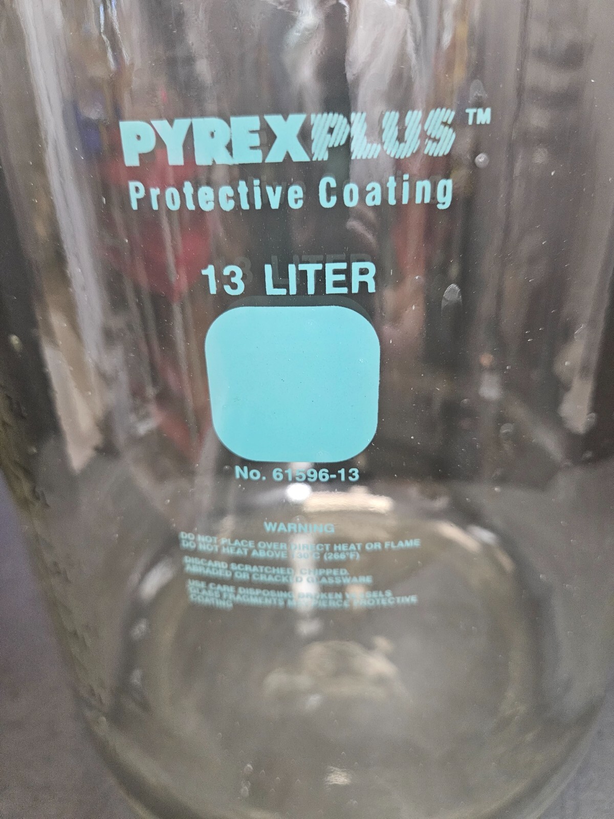 Corning Solution Bottle PyrexPlus Coated 13.25 L with Tooled Neck