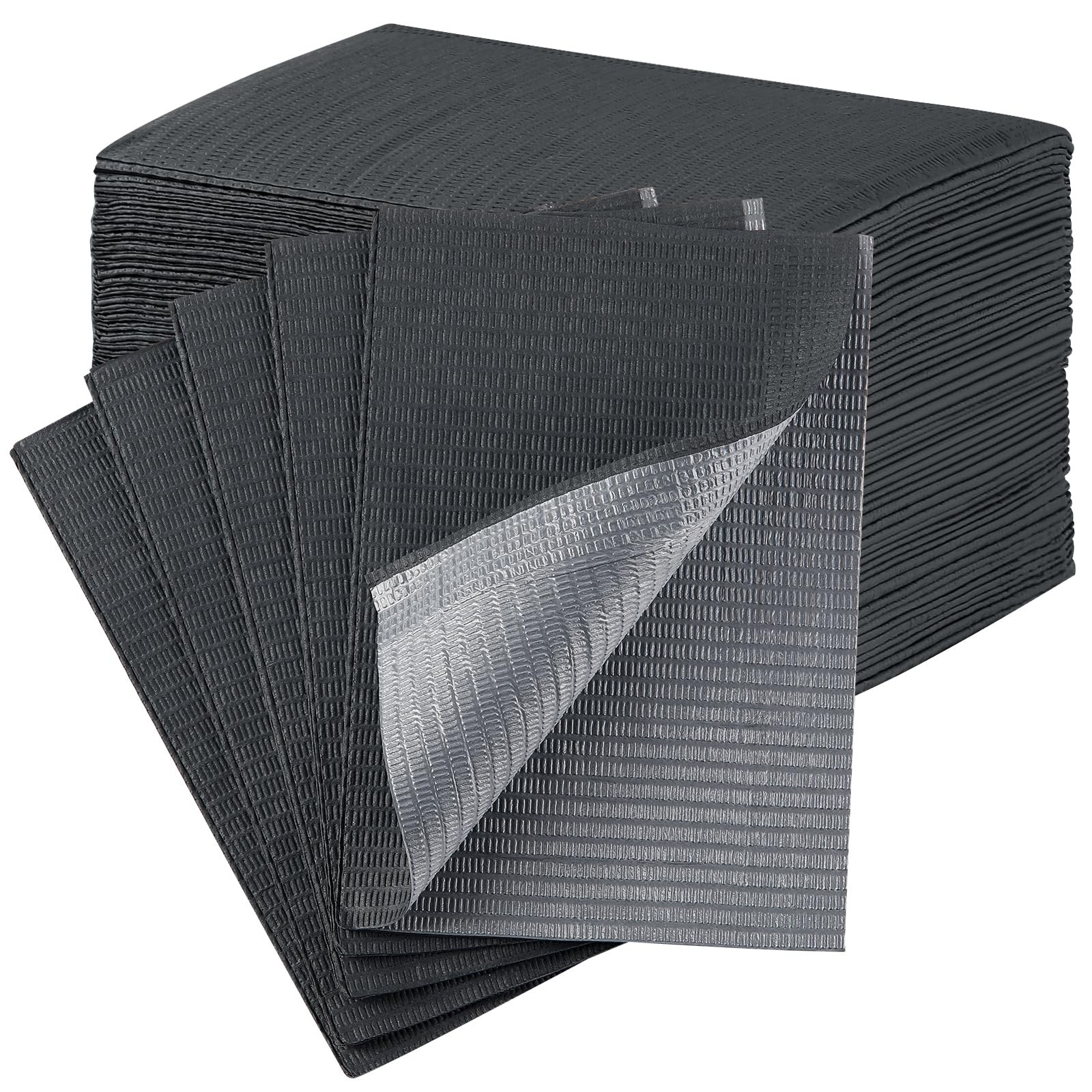 JMU Black Dental Bibs, 3-Ply Disposable Bibs Waterproof 13″x18″,