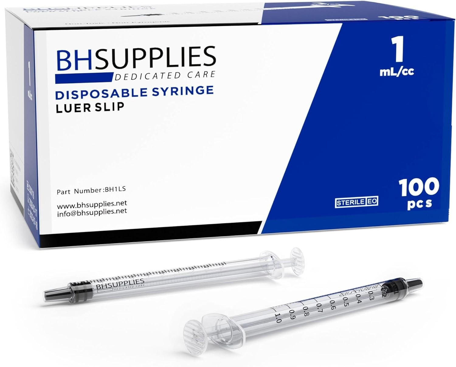 1mL Sterile Syringes with Luer Slip Tip – Pack of 100 for Precise Dispensing