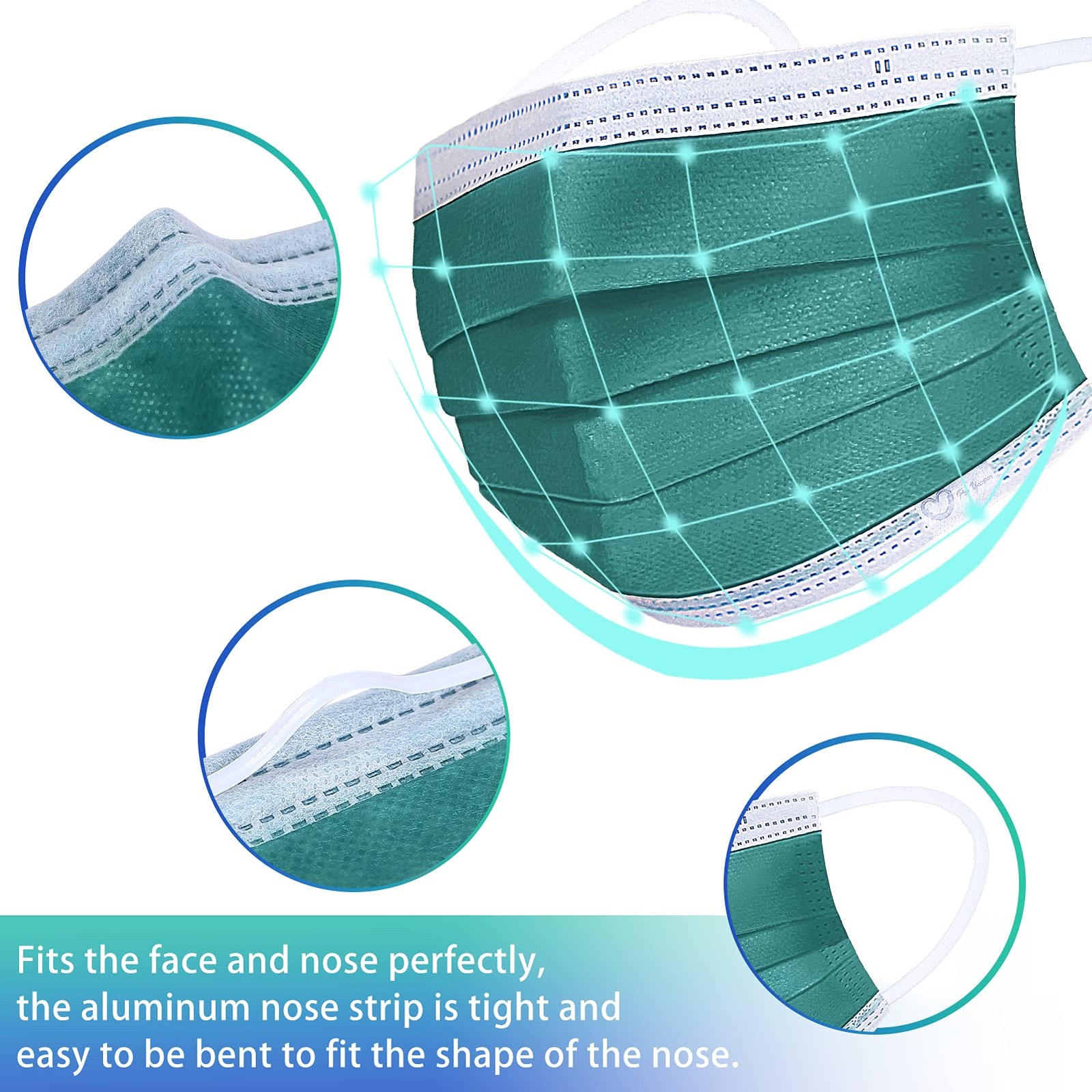 4 Ply Disposable Face Mask Protective(50PCS), Elastic Earloops, Single Use- G…