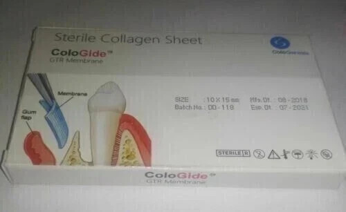 DENTAL COLO GIDE STERILE COLLAGEN SHEET GTR MEMBRANE 10 X 15 mm (FREE SHIPING)