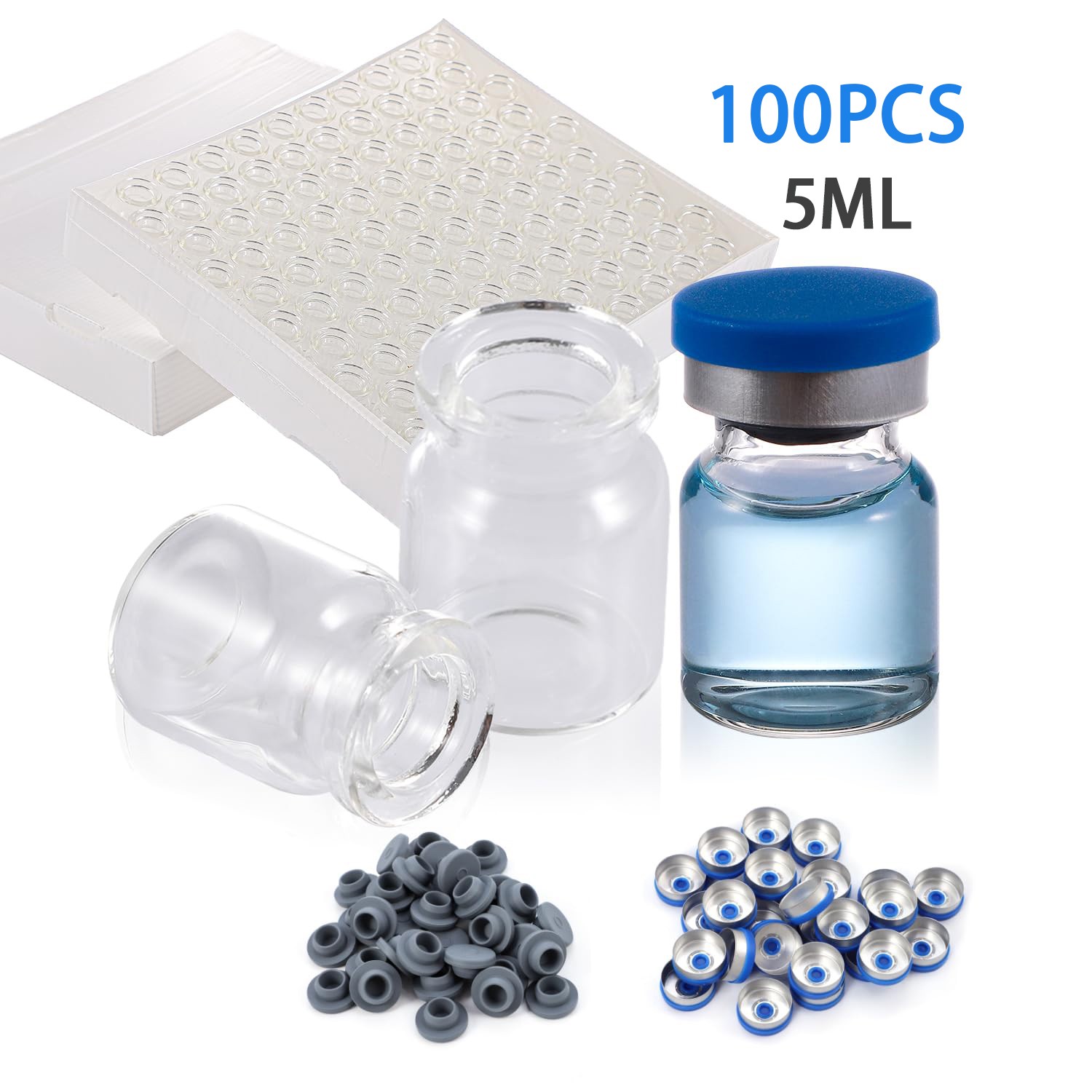 100/500/1000PCS 5ml Glass Vials Headspace Vials Lab Vials w/ Caps Sample vials