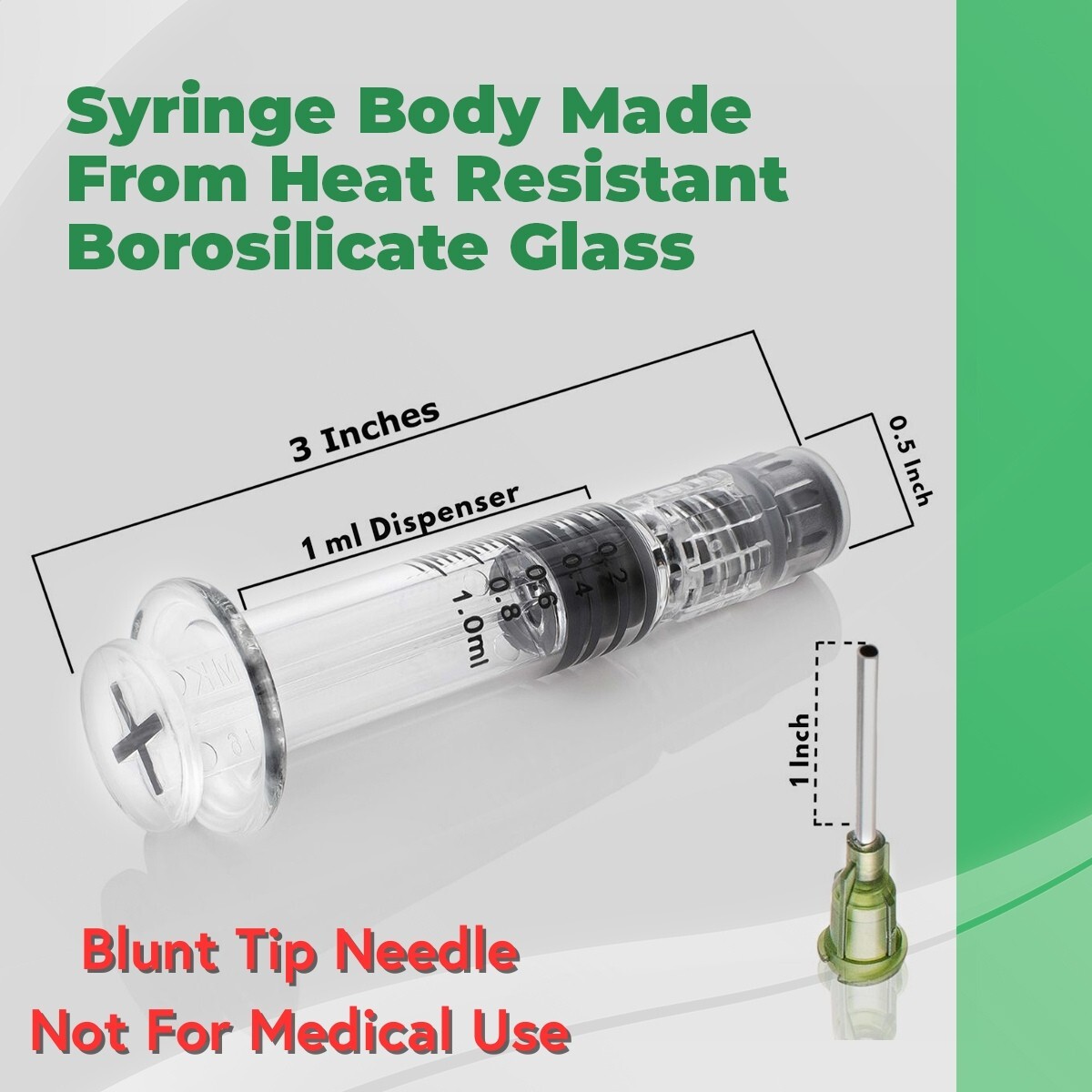 Kopperko 10 Pack 1ml Borosilicate Glass Luer Lock Syringes – Heat Resistant