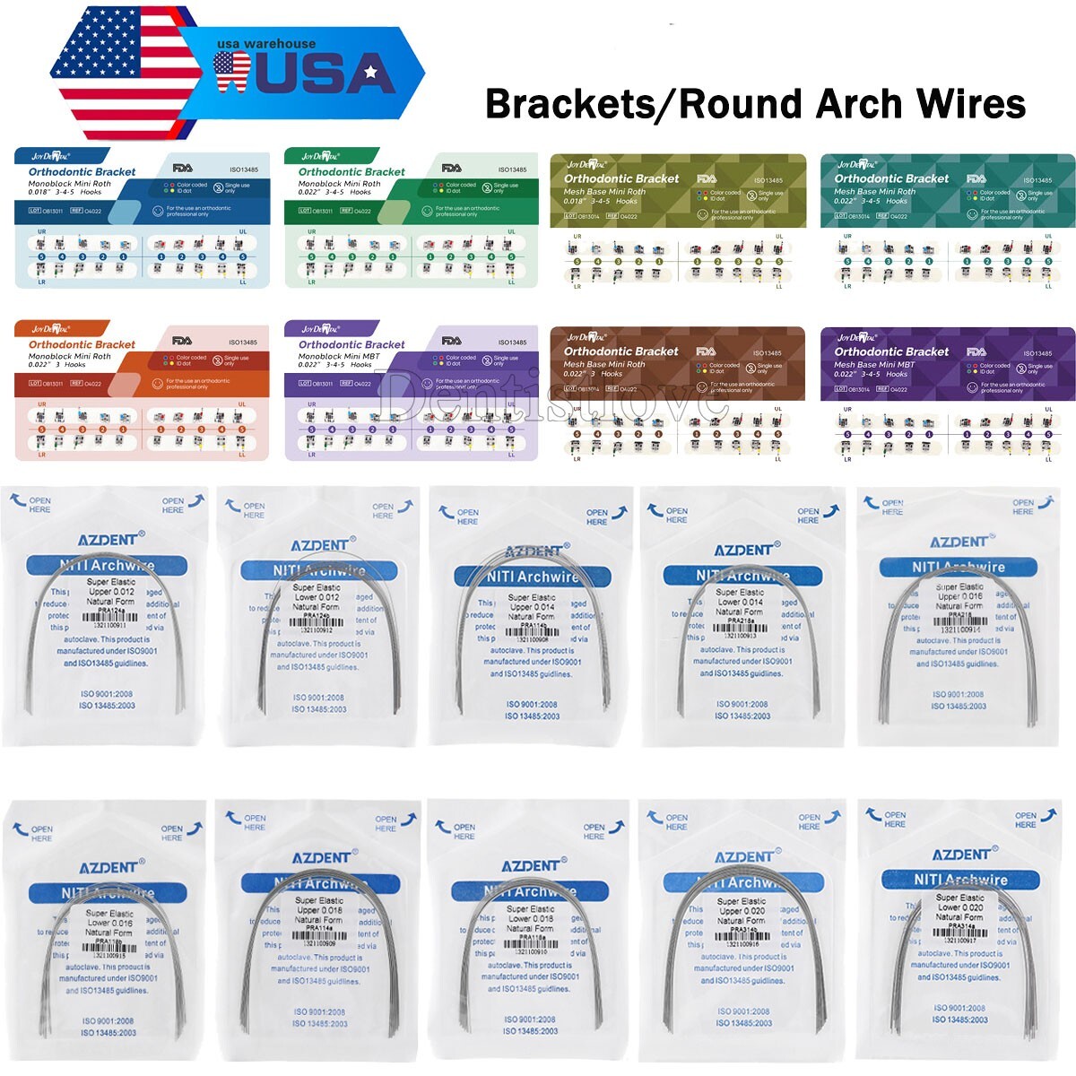 Bracket de ortodoncia dental Base de malla monobloque/Arco alambre Forma natural
